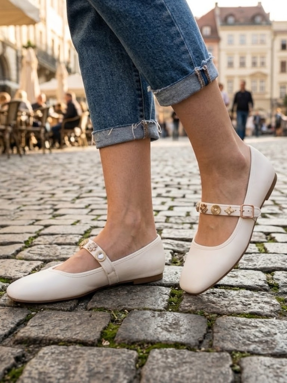 A New Day Ivory Mary Jane Rebecca Embellished Flats Size 11 New With Tags